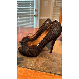 Badglee Mischka Peep Toe Heels   Size 6.5